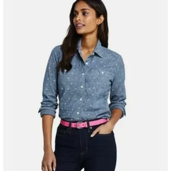 Lands' End Shirt Chambray Ditsy - Picture 1 of 2